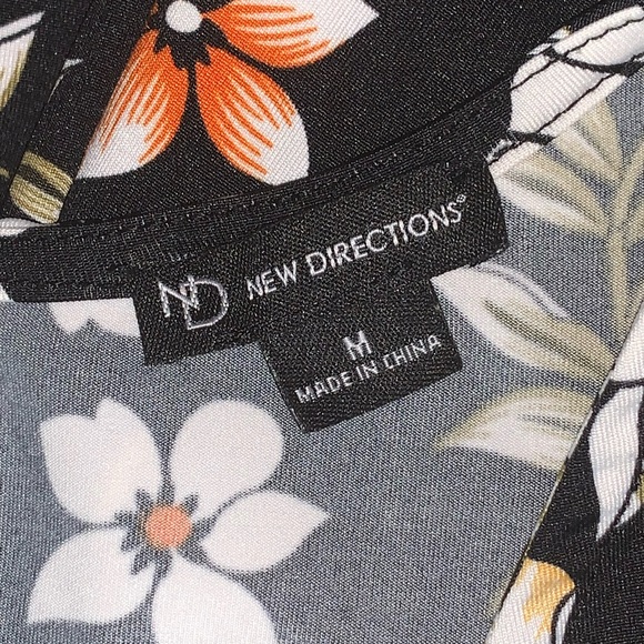 New Directions black yellow floral overall jumpsuit size M - Picture 4 of 4